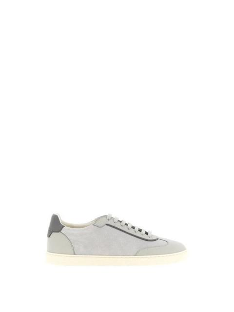 Brunello Cucinelli BRUNELLO CUCINELLI Calfskin Suede Light Gray Sneakers New &