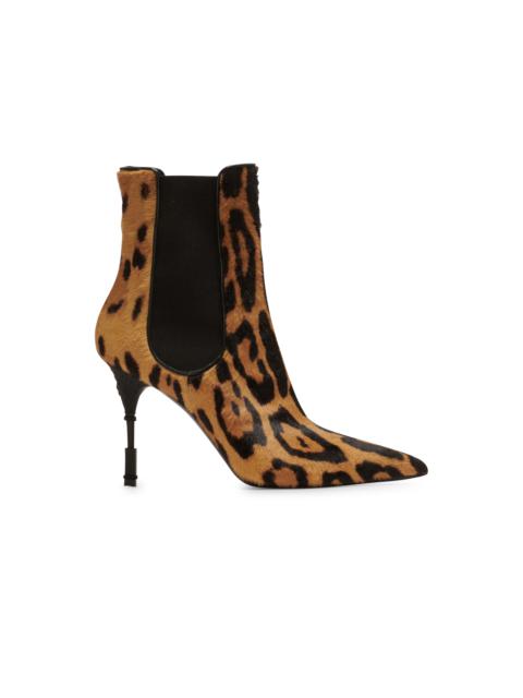 Balmain Moneta leopard print leather ankle boots