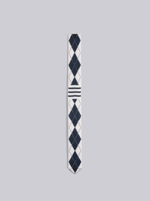 Thom Browne Navy Knitted Silk Jacquard Argyle 4-Bar Tie