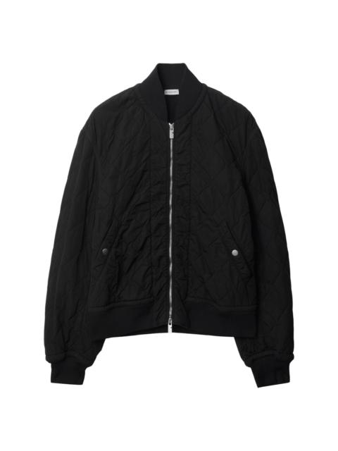 stand up-collar quilted bomber jacket