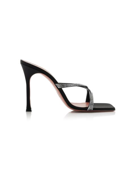 Amina Muaddi Adriana Crystal-Embellished Satin Sandals black