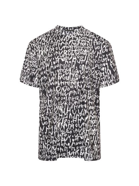 Comme des Garçons Homme Plus Graphic Text T-Shirt in Black / white