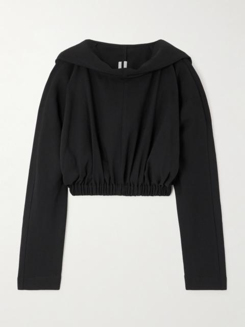 Rick Owens Cropped Wool-crepe Hoodie