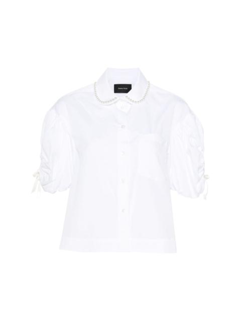 puff-sleeve cotton shirt