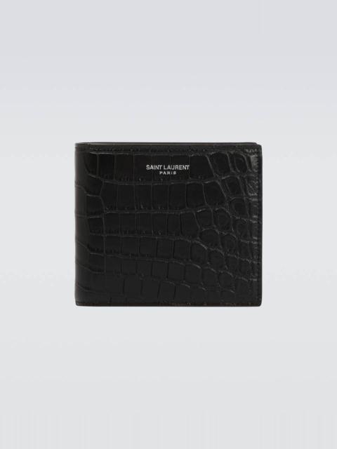 East/West embossed leather wallet