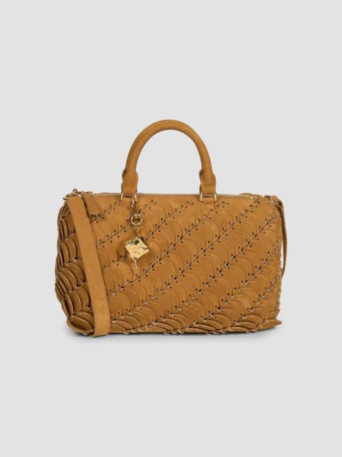rabanne Women's Suede-Cotton Top Handle Bag - Camel Gold