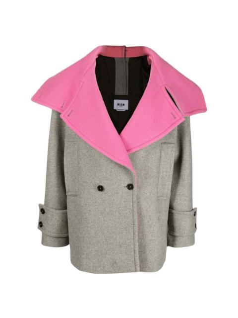 MSGM contrasting-collar double-breasted coat