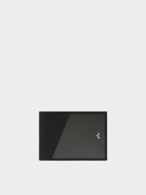 Ferrari Horizontal leather and carbon fiber wallet