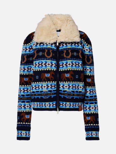 Stella McCartney Intarsia virgin wool zip-up cardigan
