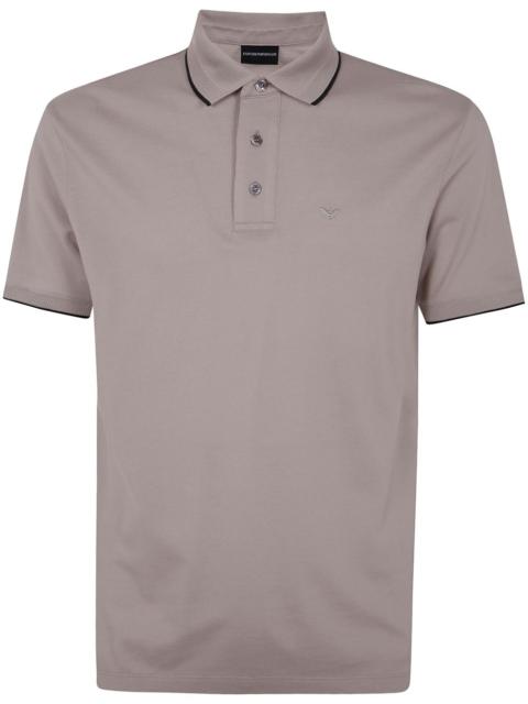 EMPORIO ARMANI embroidered-logo cotton polo shirt
