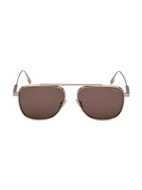 ZEGNA Men's 57MM Round Sunglasses - Light Bronze Brown