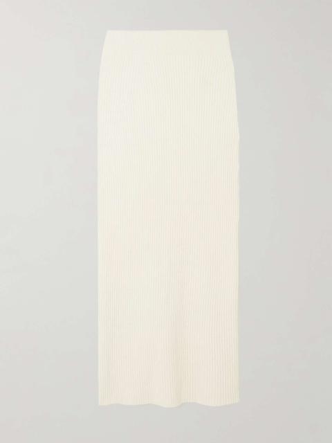 Organic cotton-blend bouclé maxi skirt