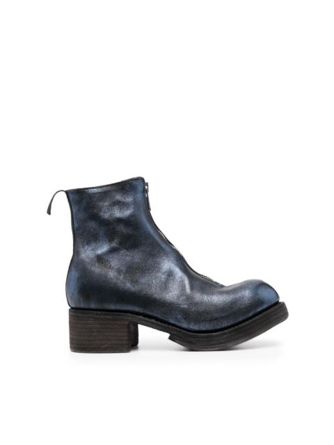 metallic-sheen leather boots