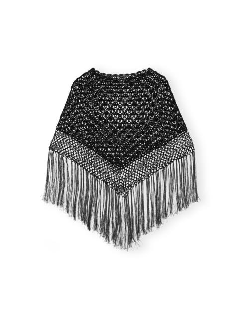 GANNI BLACK SHEER LACE PONCHO