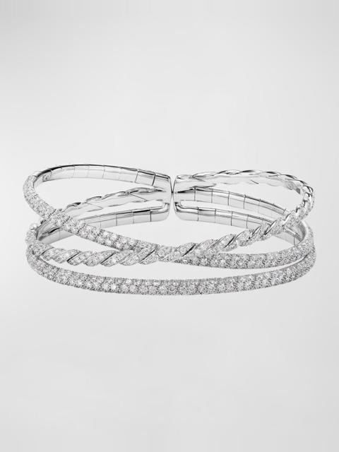DAVID YURMAN Sculpted Cable Flex 3-Row Bracelet in 18K White Gold, 21mm
