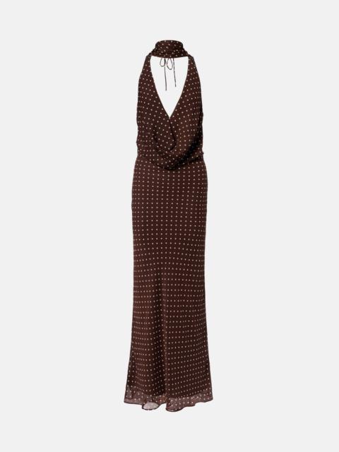 ROTATE Polka-dot halterneck maxi dress