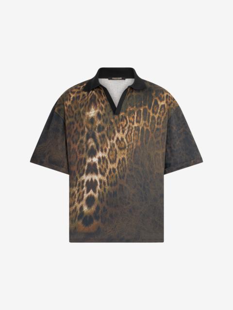 Roberto Cavalli Jaguar Print Polo Shirt