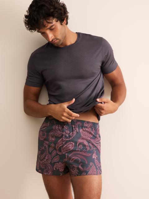 Derek Rose Ledbury Cotton Batiste Modern Fit Boxers Night Gray & Wine Paisley