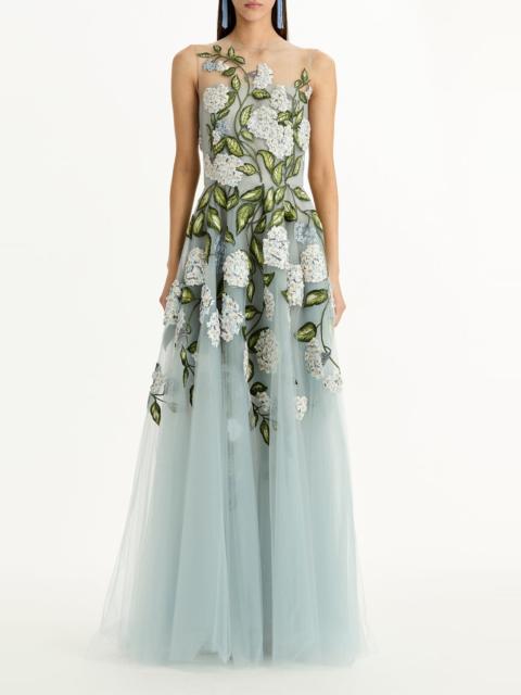 Sleeveless Porcelain Flower Gown