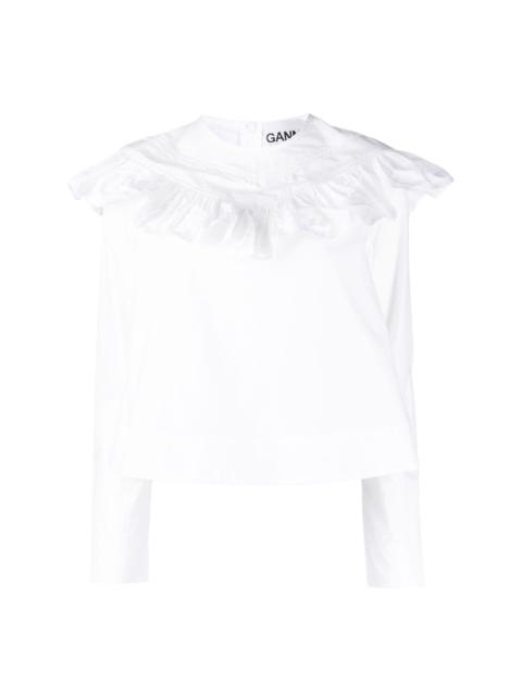 ruffle-detail organic cotton blouse