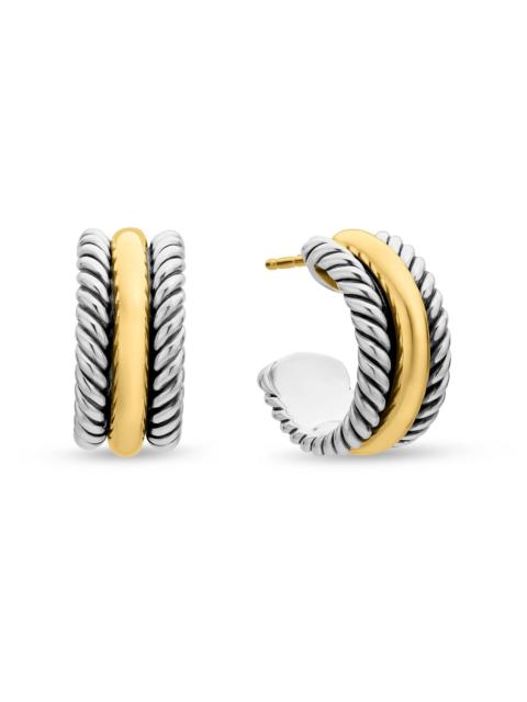 DAVID YURMAN Women's Cable Collectibles Huggie Hoop Earrings in Sterling Silver with 14K Yellow Gold, 15.6MM - Si
