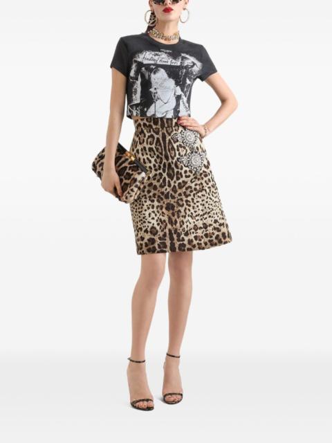 Dolce & Gabbana leo-print brocade skirt