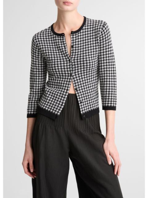 Vince Gingham Italian Wool-Blend Cardigan