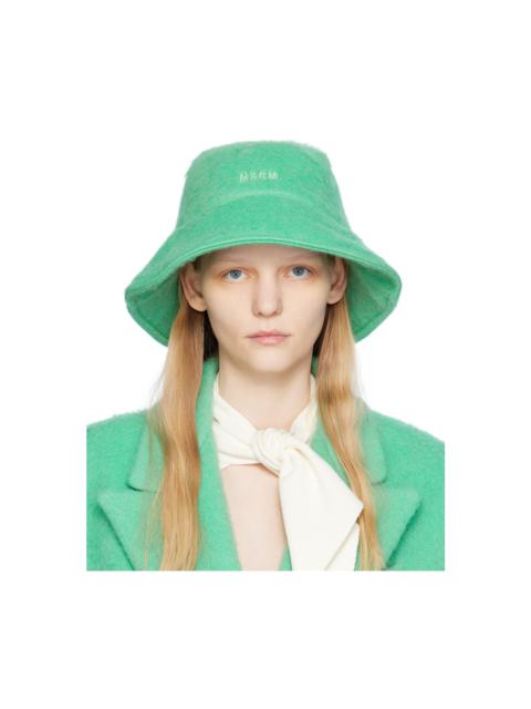Green Shag Knit Bucket Hat