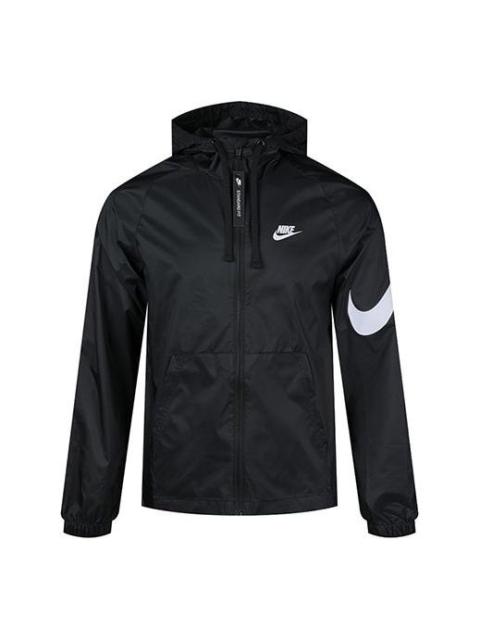 Nike Sportswear Swoosh Full-length zipper Cardigan Hooded Jacket Black CJ5640-010