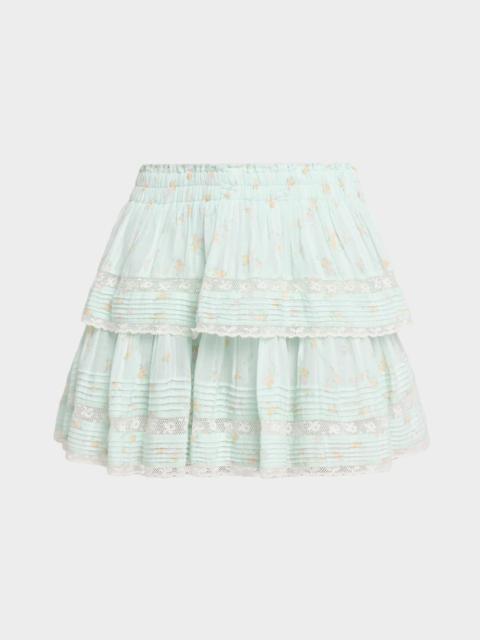 LoveShackFancy Floral Ruffle Mini Skirt