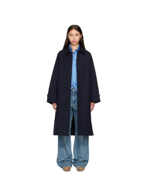 A.P.C. Navy Water-Repellent Wool Coat