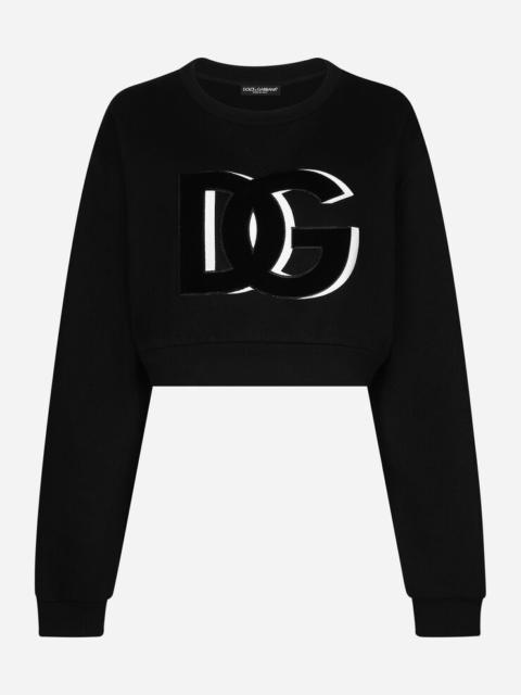 Dolce & Gabbana Cropped jersey sweatshirt with DG logo patch