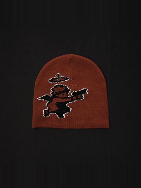 Other brands Japanese Brand - Rare Y2K Pixel Angel with Gun Knit No Cuff Red Beanie