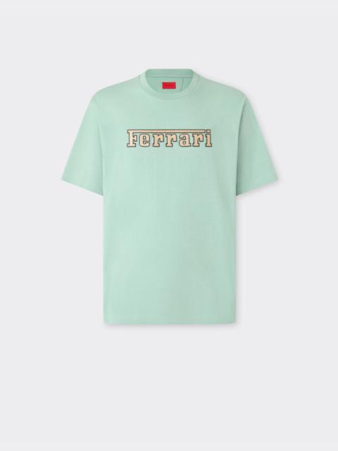 Ferrari Cotton T-shirt with embroidered Ferrari logo