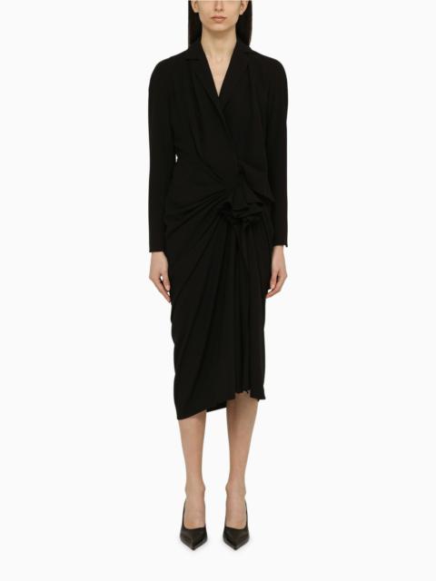 Dries Van Noten Black wool-blend dress with drape