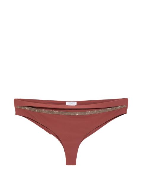 Brunello Cucinelli cocoa embellished bikini bottoms
