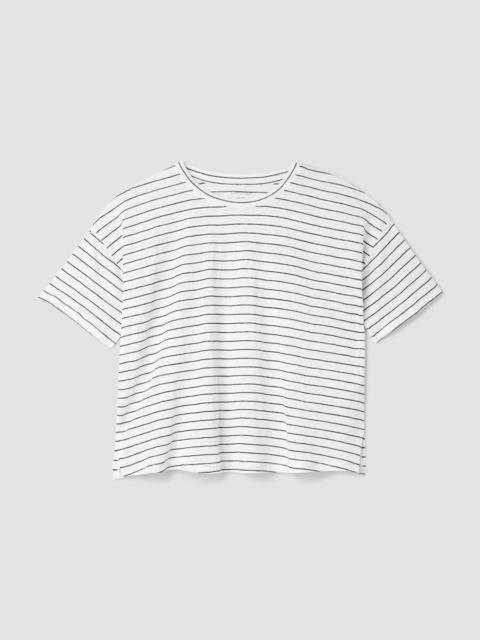 EILEEN FISHER Organic Linen Jersey Stripe Box-Top
