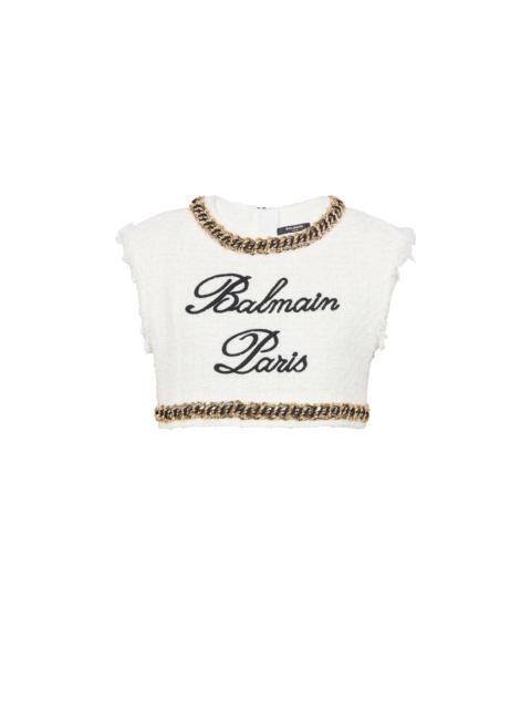 Balmain Signature tweed tank top