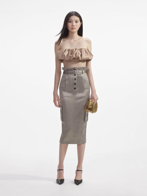 Beige Taffeta Bandeau Top