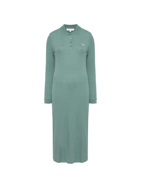 fine ribbed long sleeves polo dress