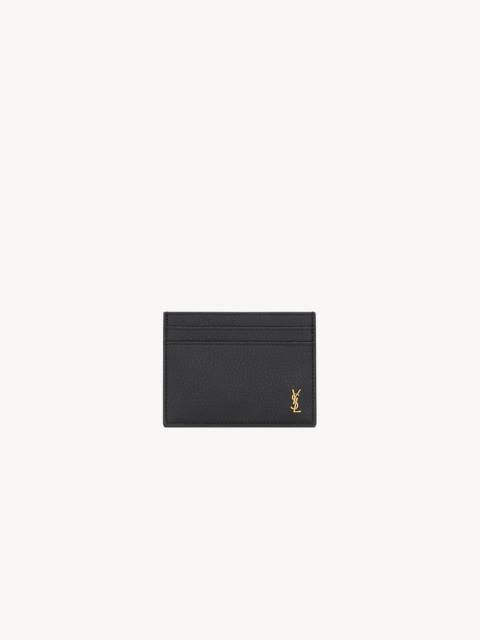 SAINT LAURENT TINY CASSANDRE CARD CASE IN GRAINED LEATHER