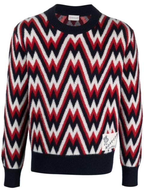 Moncler logo-patch patterned wool jumper
