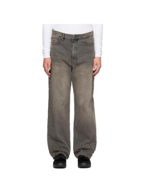 Wooyoungmi Gray Straight Ribbed Denim Jeans