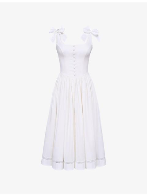 House of CB Lillia Bow-Detail Stretch-Cotton Midi Dress