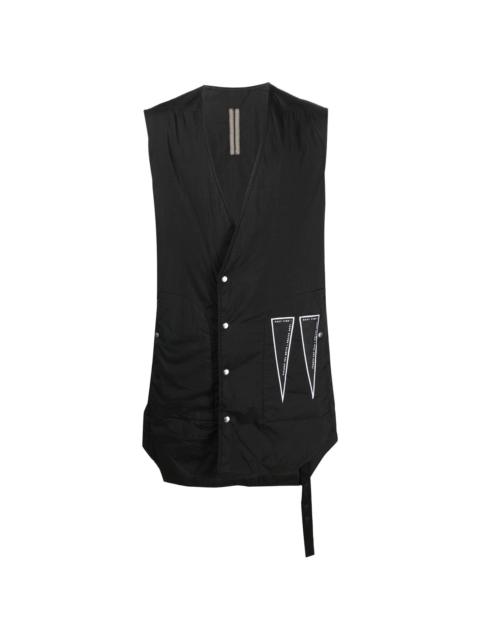 Rick Owens logo-print sleeveless coat