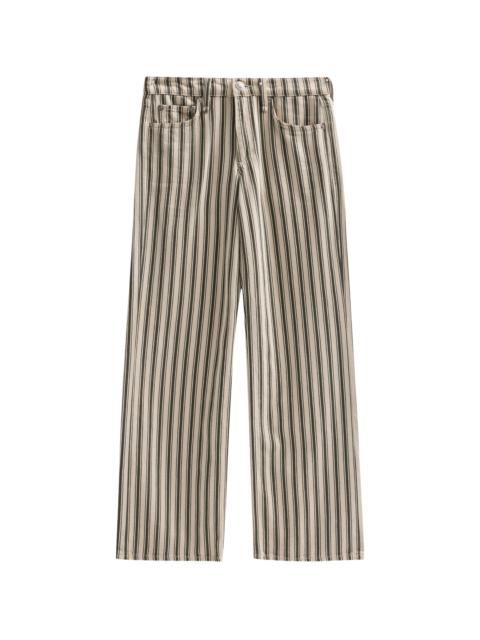 rag & bone Women's Striped Cotton-Linen Straight-Leg Jeans - Forest Green Stripe