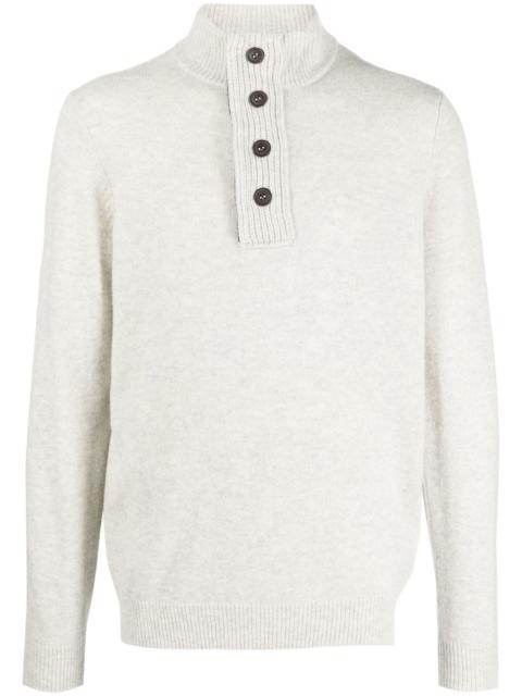 Barbour button-plack detail knit jumper