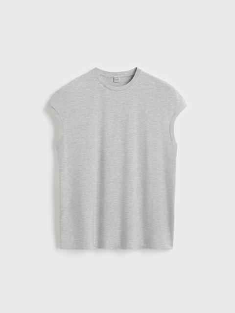 TOTEME Short-sleeve jersey top pale grey mélange