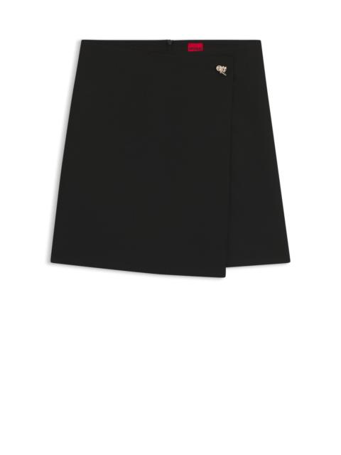 HUGO WRAP-FRONT SKIRT WITH GOLD-EFFECT KNOT BUTTON