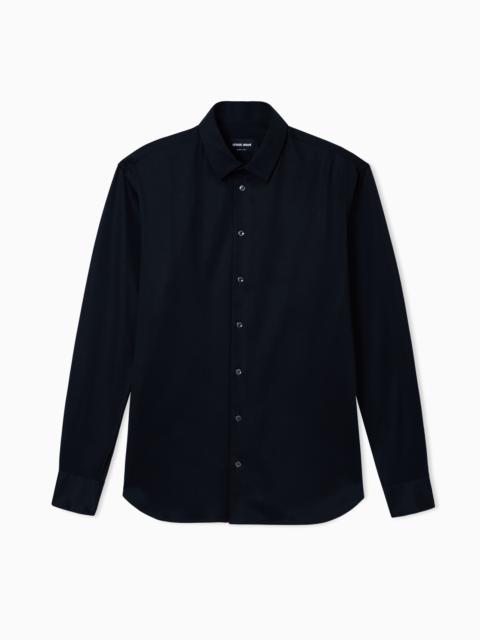 GIORGIO ARMANI Plain-knit cotton interlock shirt
